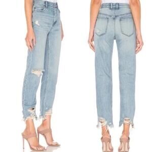 Free People - Chewed Up Mid Rise Straight Leg Denim Jeans 25
